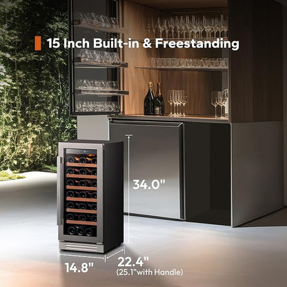 Ca'Lefort 15 Inch Wine Fridge, 33 Bottle Wine Cooler Refrigerator, 40-65°F Wine - Image 3