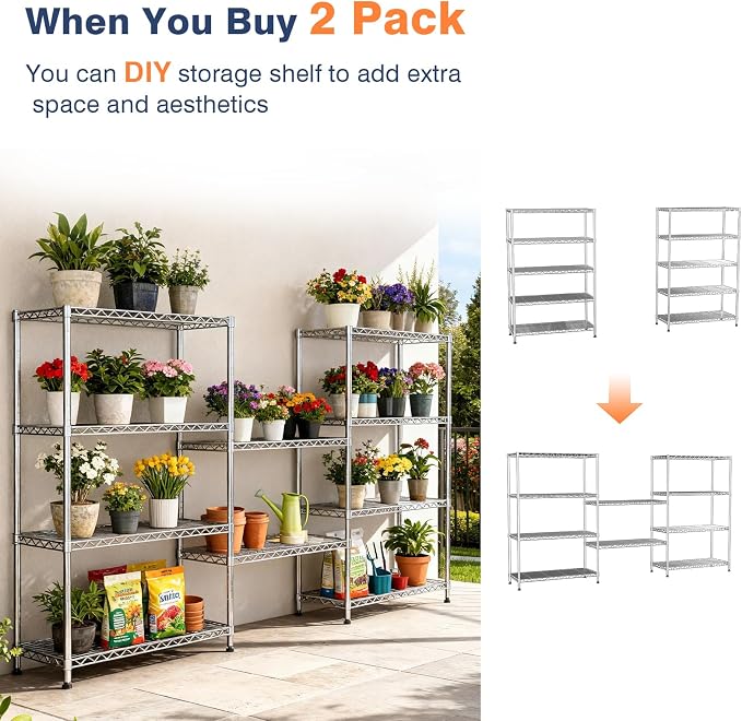 5 Tier Shelving Unit, Wire Shelving - Image 6