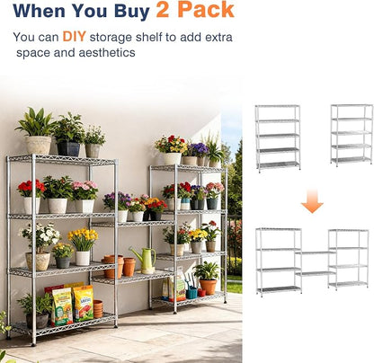 5 Tier Shelving Unit, Wire Shelving - Image 6