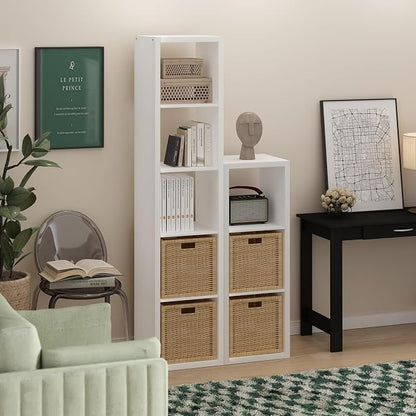 Furinno Cubicle Book Shelf, 3-Cube Bookshelf, Extra Thick Frame Horizontally & - Image 2