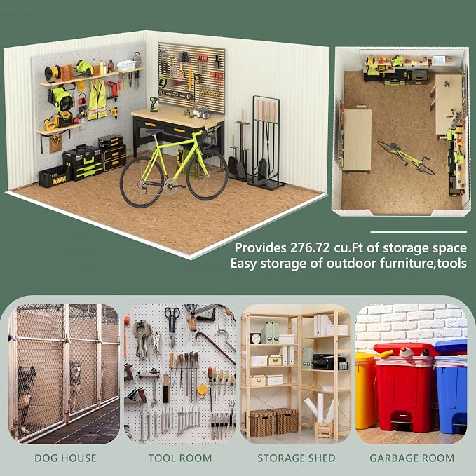 Metal Storage Shed, Outdoor Storage Building 8x6, Large Backyard Shed - Image 6