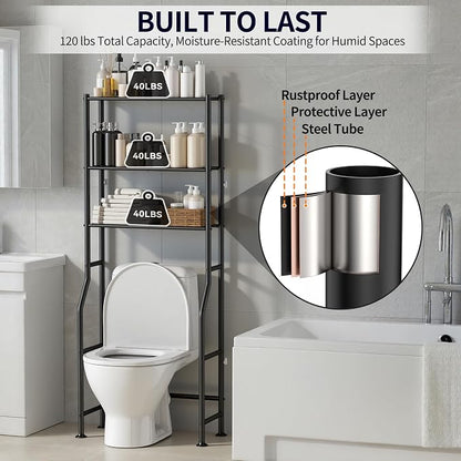 3-Tier Over The Toilet Storage, Freestanding Metal Bathroom Shelves, Space - Image 6