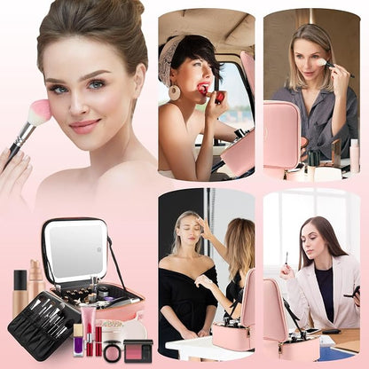 MOMIRA Makeup Train Case with Light & Mirror Large Cosmetic Organizer with - Image 8