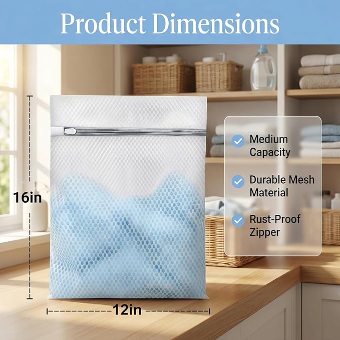 4Pcs Laundry Bags Mesh Wash Bags12x16 Inches | 4Medium | - Image 3