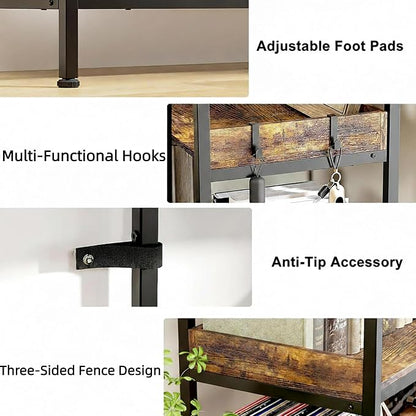 HealSmart 5 Tier L Shape Bookshelf, Industrial Wooden Bookcase - Image 6