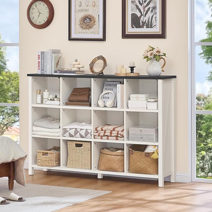 Joaxswe 12 Cube Storage Organizer, Farmhouse 62 Inch Warm White Display - Image 7