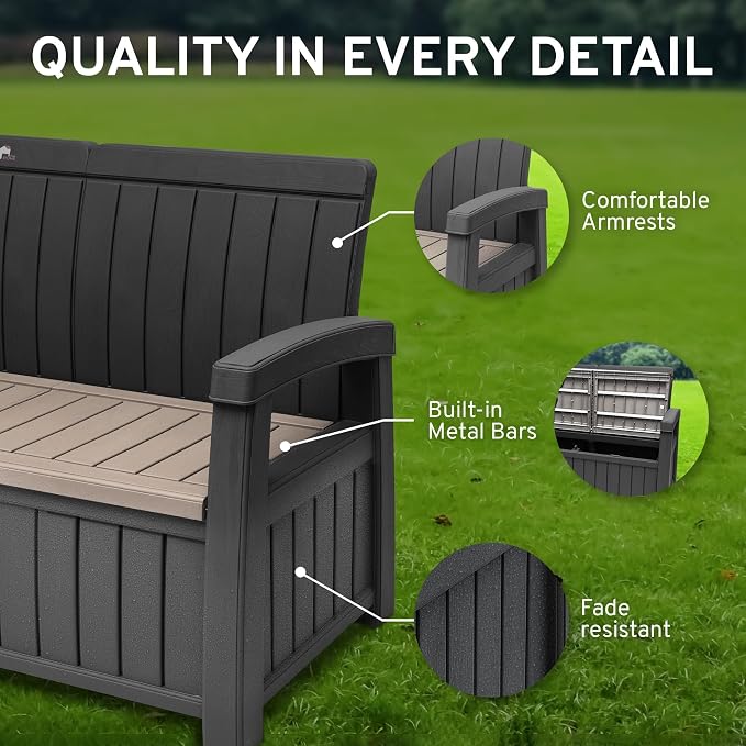 EconoHome 3 Seat Outdoor Storage Bench - Image 5