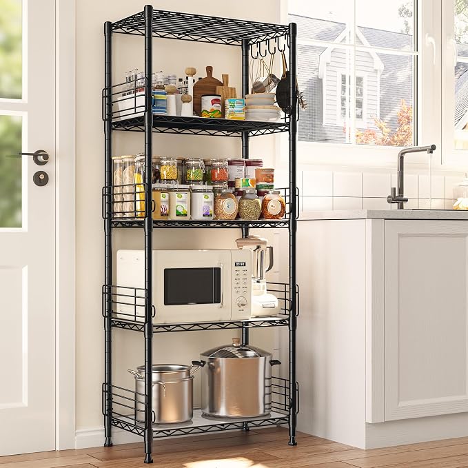 5 Tier Metal Shelving Unit Pantry Storage Shelves - Image 2