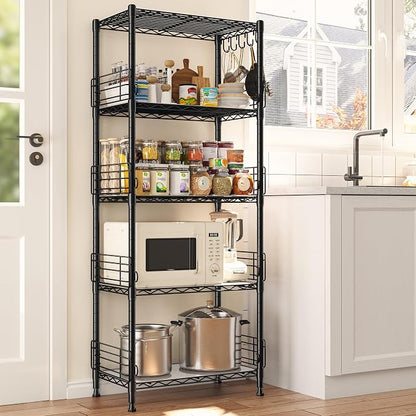 5 Tier Metal Shelving Unit Pantry Storage Shelves - Image 2