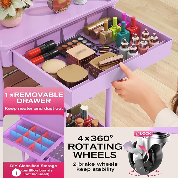 Goovilla Rolling Makeup Organizer Cart - Image 3