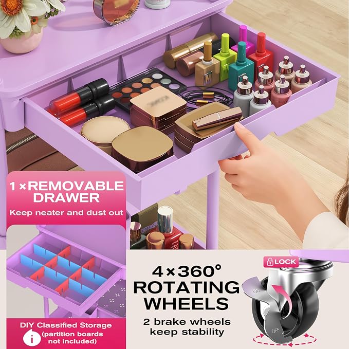 Goovilla Rolling Makeup Organizer Cart - Image 3