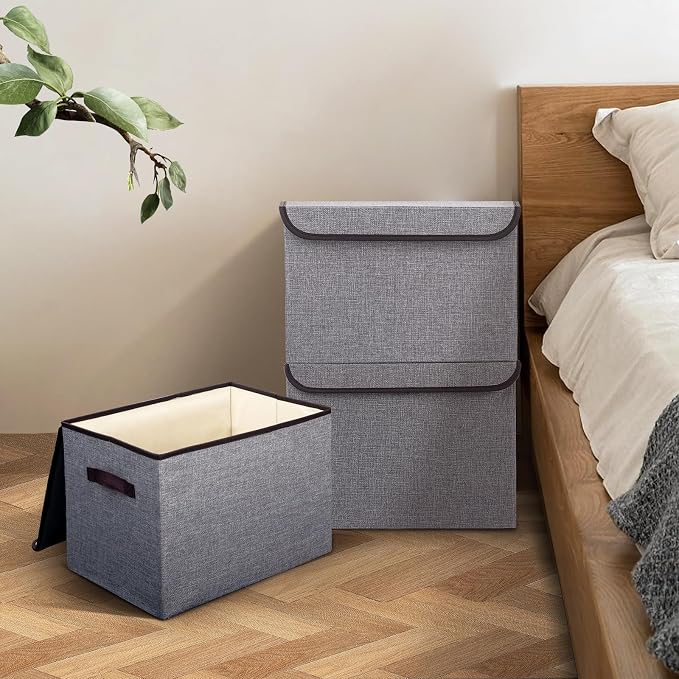 Linen Fabric Foldable Storage Cube Bin Organizer Basket - Image 7