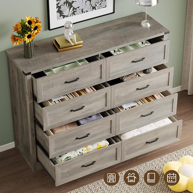 8-Drawer Dresser for Bedroom, Modern Wooden Chest of Drawers - Image 5