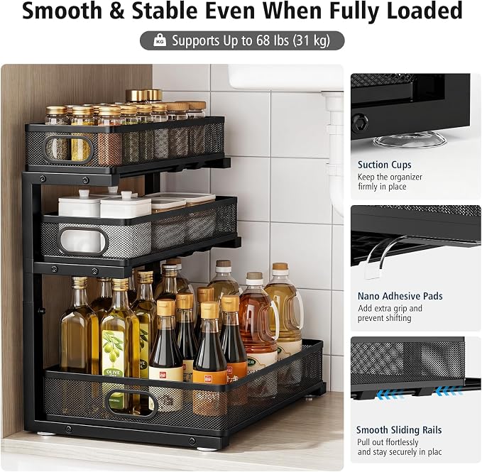 Under Sink Organizer, 3 Tier Pull Out Cabinet Organizer - Image 6
