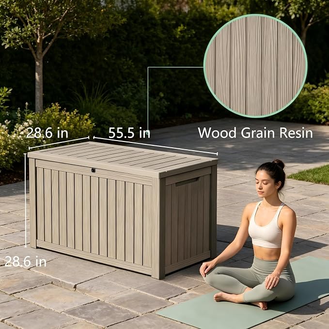 200 Gallon Waterproof Deck Box, Large Resin Outdoor Storage Box - Image 5