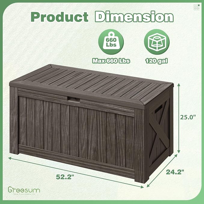 Greesum Outdoor Storage Box 120 Gallon Storage Bin - Image 7