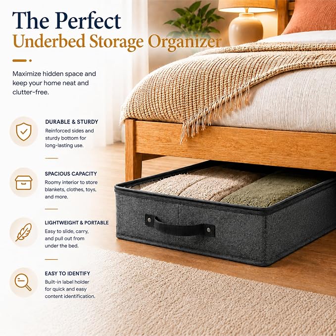 HOMELUX THEORY 2pc Under Bed Storage Containers, Bedroom Under the Bed Drawer - Image 7