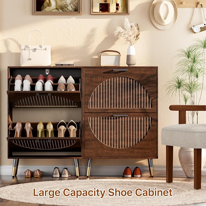 Farmhouse Shoe Cabinet Storage for Entryway, Slim Shoe Rack Cabinet - Image 7