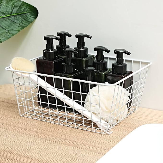 14" Upright Freezer Storage Baskets, Large White Wire Storage Bins Bakset - Image 6