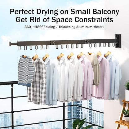 Space Saver Clothes Drying Rack, Wall Mounted, Retractable, Collapsible - Image 4