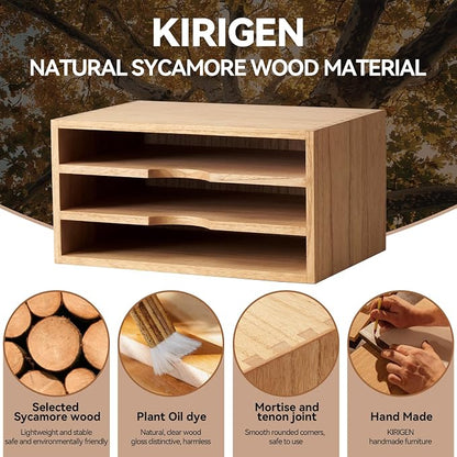 KIRIGEN Wooden Desktop Organizer Paper Storage Letter Tray File Sorter - Image 8