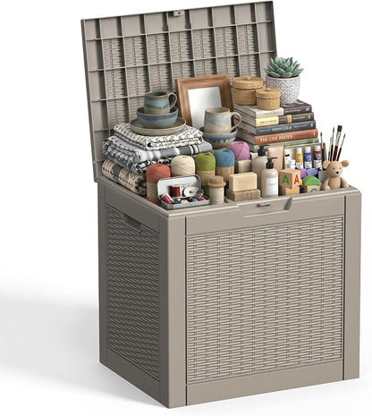 EasyUp 37 Gallon Deck Boxes Outdoor Waterproof, Resin Outside Storage Box by EASYUP