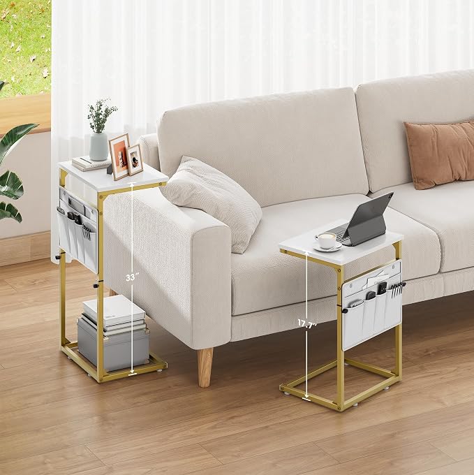 Vagusicc C Shaped End Table, Adjustable Height Small Couch Side Table - Image 6