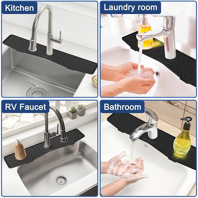Meiliweser Faucet Mat for Kitchen Sink – 24” x 5.1” Extra-Long Silicone Splash - Image 7