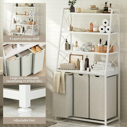Herture 3 Section Laundry Hamper Laundry Basket - Image 4