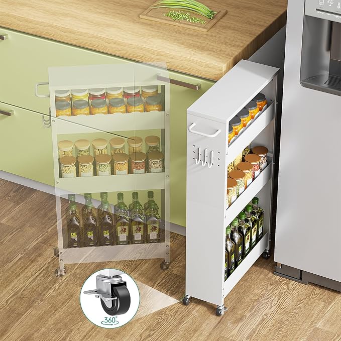Slim Storage Cart, 4 Tier Rolling Kitchen Cart on Wheels - Image 9