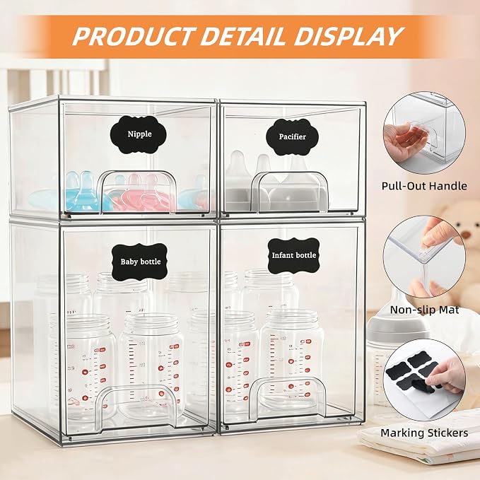 Baby Bottle Organizer, 4 Pack Bottle Storage Organizer Baby - Image 5