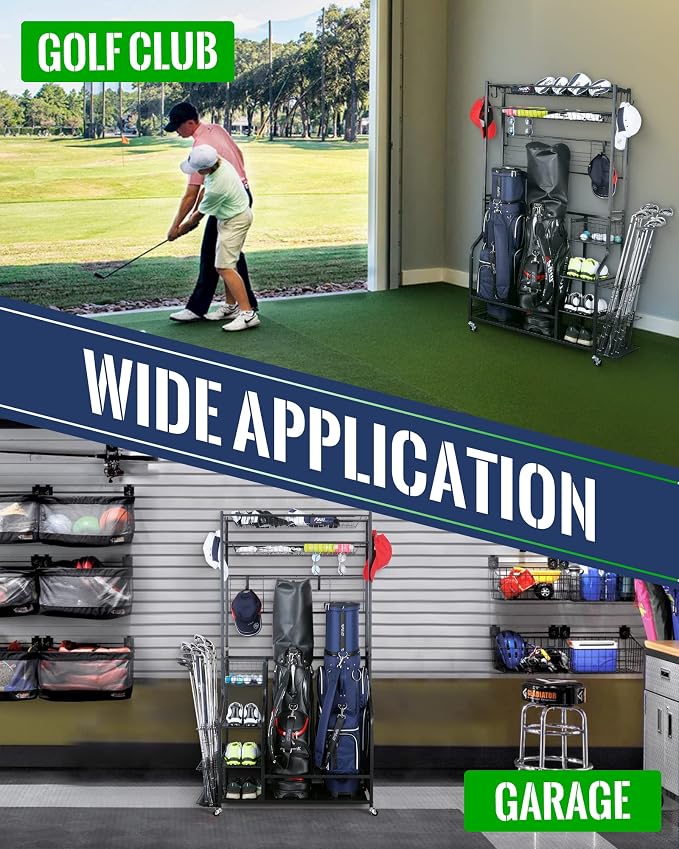 Mythinglogic Golf Bag Storage Garage Organizer, 2 Golf Bags Storage Stand and - Image 5