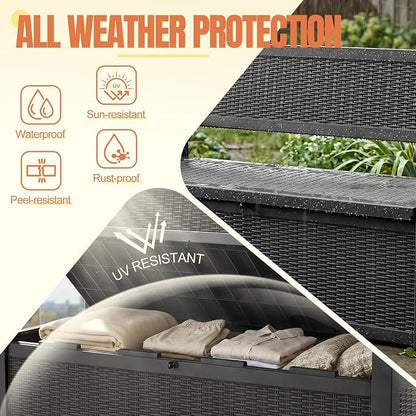 Storage Bench Outdoor Deck Box, 100 Gallon Waterproof & UV Resistant Lockable - Image 3