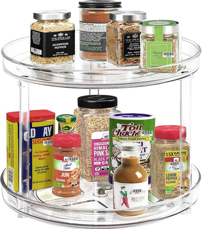 2 Tier Lazy Susan, 10.6 Inch Clear Makeup & Skincare Organizer, Bathroom - Image 2