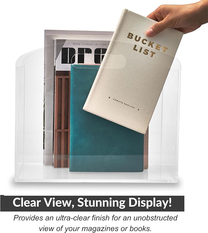 Magazine Rack - Clear Acrylic Magazine Holder, Acrylic Newspaper Stand Organizer - Image 4