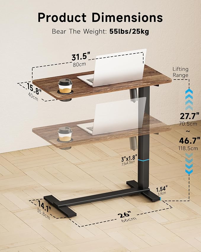 BIZUM Small Electric Standing Desk Bedside Table - Image 3