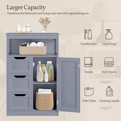Yaheetech Bathroom Storage Cabinet, Wooden Bathroom Floor Cabinet - Image 7