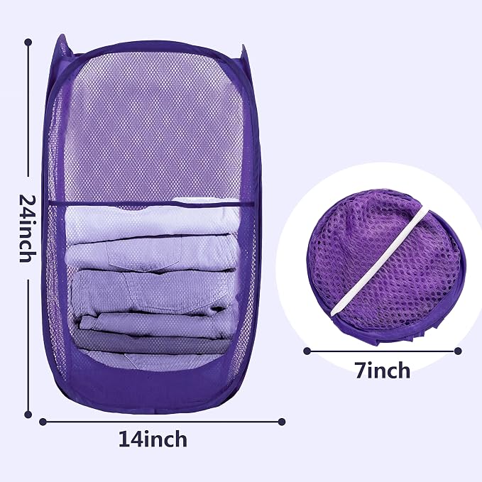 Pop Up Laundry Hamper, Mesh Laundry Basket Collapsible, Foldable Hamper - Image 2