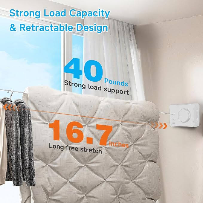 Retractable Outdoor Clothes Line, Heavy Duty Clothes Drying Laundry Line Wall - Image 3