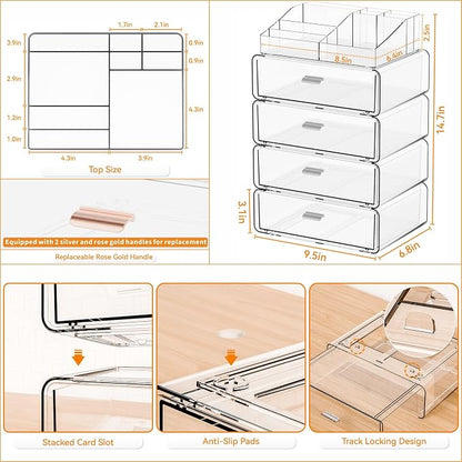 Yieach Clear Acrylic Makeup Organizers Countertop - Image 3