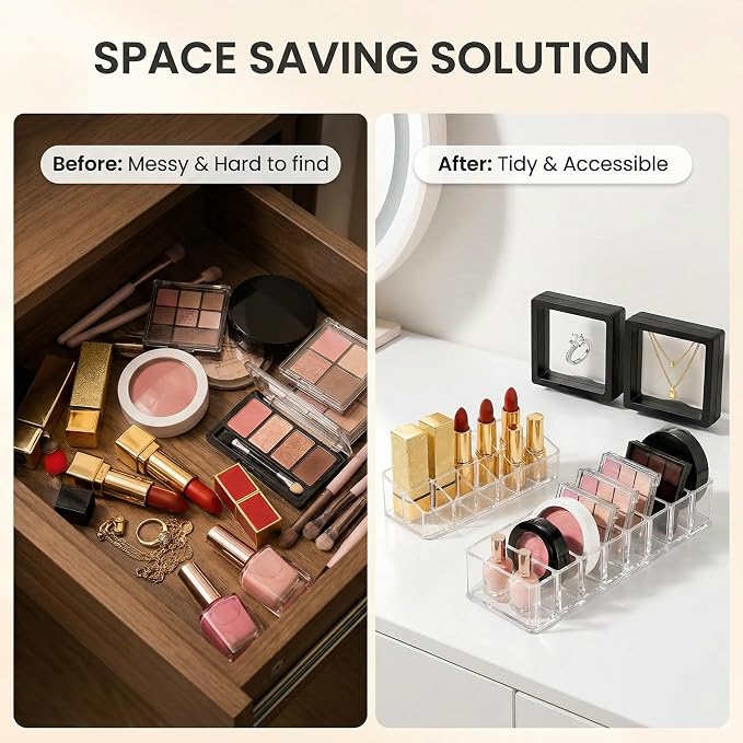 Acrylic Makeup Organizer Set for Vanity, 3-Piece Clear Cosmetic Storage Holder - Image 6
