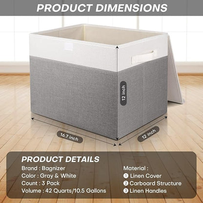 Large 17" 42 Quarts Collapsible Stackable Storage Bins - Image 2