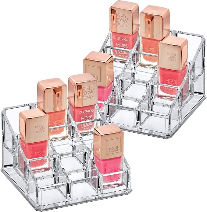 Amazing Abby - Glamour - 2-Pack 9-Slot Acrylic Nail Polish Organizer, Lipstick by AmazingAbby