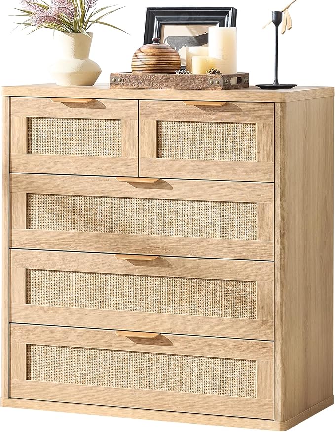 LEYAOYAO Rattan Dresser for Bedroom Set of 2, 33.5" Tall Chest of Drawers by LEYAOYAO-Findtheshiningpointofyourideallife%EF%BC%81