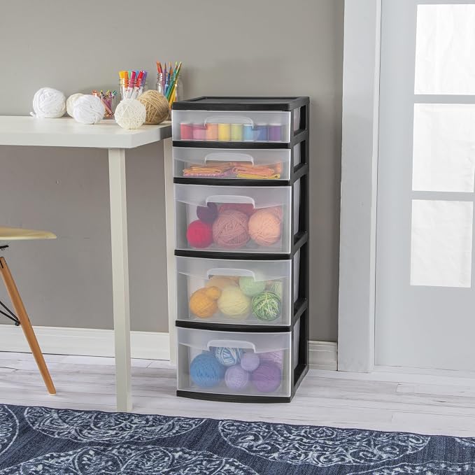 5-Tier Storage Drawer, with Both Shallow and Deep Clear Plastic Storage - Image 4