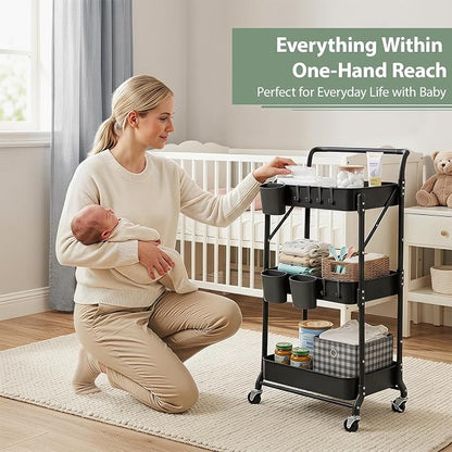 3 Tier Foldable Rolling Cart - Image 8