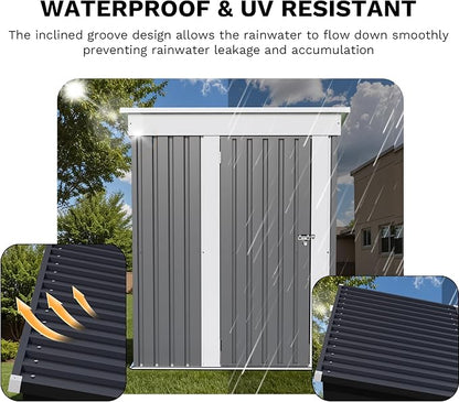 JUMMICO Metal Outdoor Storage Shed 5 x 3 FT Metal Shed - Image 5