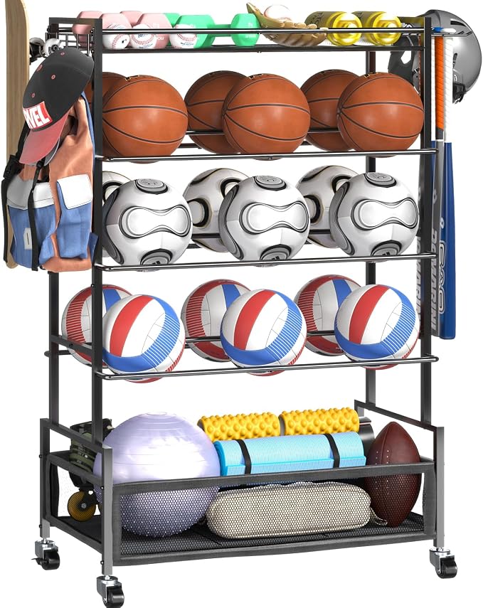 SOYEEZE Garage Sports Equipment Organizer-Large 5 Layer Ball Storage, by SOYEEZE