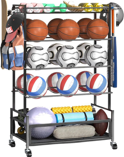 SOYEEZE Garage Sports Equipment Organizer-Large 5 Layer Ball Storage, by SOYEEZE