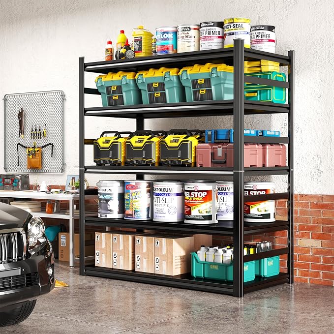 Storage Shelves, Garage Metal Shelving Unit, Adjustable, Double-Layer Column - Image 2